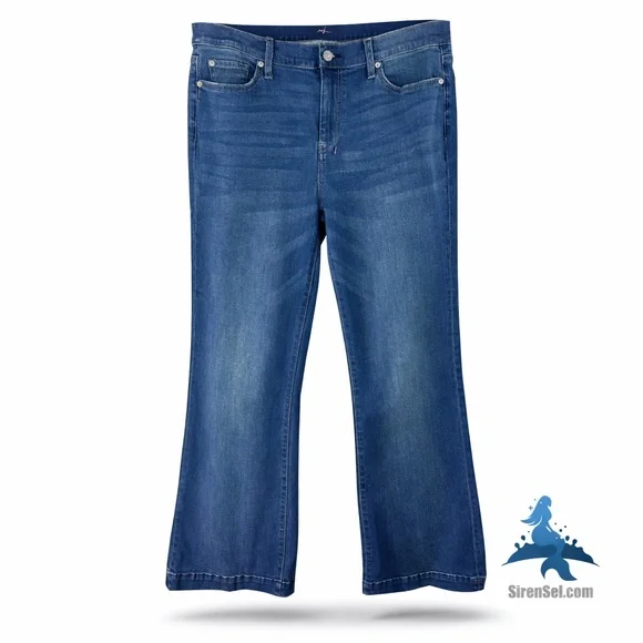 1231 7 For All Mankind Tailorless Dojo Jeans - Size 32 - Blue - Picture 1 of 16